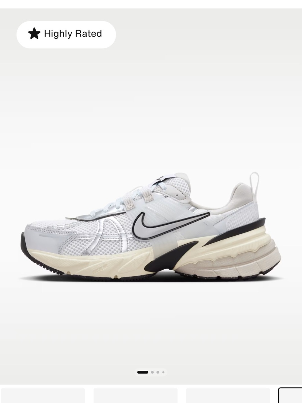 Nike Womenโs White/Black/ Cream V2K max running shoes / sneakers